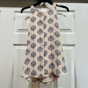 LOFT Pale Pink Patterned Racerbank Tank Blouse Size S